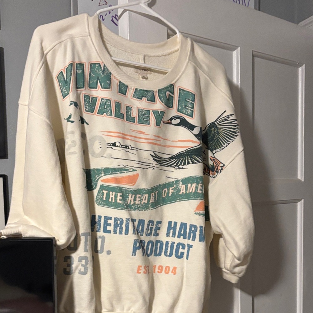 Anthropologie Cream Graphic Sweater